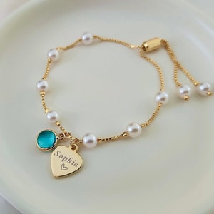 Personalisiertes Sweet 16 Armband: Vergoldeter Perlenanhänger