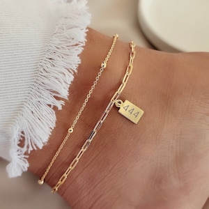 18k Gold Filled Angel Number Anklet: Personalized Initial Ankle Bracelet