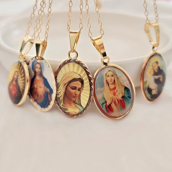 Gold Guadalupe Necklace: 18k Gold Filled Virgin Mary Pendant