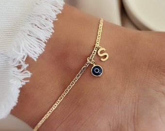 18K Gold Filled Initial Anklet: Personalized Waterproof Ankle Bracelet