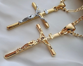 Men's 18k Gold Filled Crucifix Necklace, Gift for Him, Jewelry