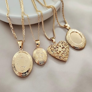 18K Gold Fill Oval Locket Necklace: Personalized Photo Memorial Jewelry