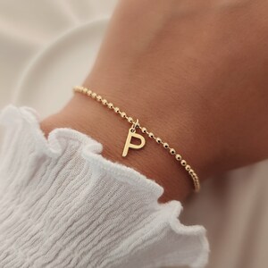 Pulsera con inicial personalizada en oro de 18 quilates, pulsera de regalo para damas de honor, pulsera de regalo especial para mujeres, pulsera con inicial, regalo de Navidad