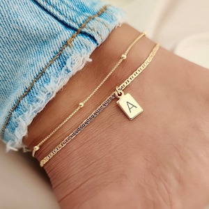 Gold Anklet for Women, (2) Custom Ankle Bracelets, Personalized Anklet Chain, Anklet, Birthday Gift, WATERPROOF