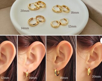 18k Gold Hoop Earrings (1 PAIR) Circle Endless Hoop Huggies Earring Hoop Gold Earrings