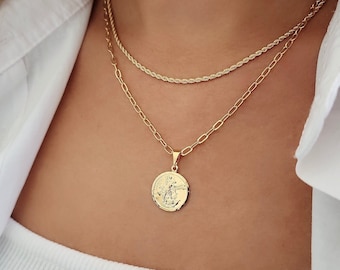 18K Gold Filled Medallion Necklace: Dainty Coin Jewelry