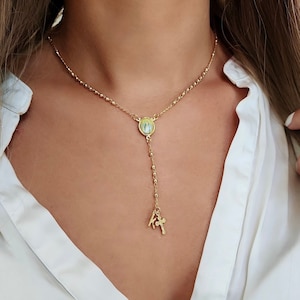Collana rosario personalizzata / Collana rosario in oro / Collana rosario / Collana croce / Collana Vergine Maria / Oro riempito 18k