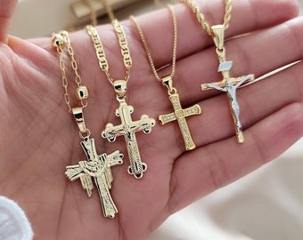 Baptism Cross Necklace Gold Filled Religious Gift for Boy Girl