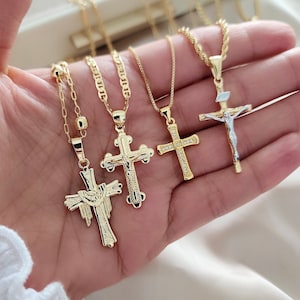 18k Gold Cross Necklace, Cross Necklace, Christian Gifts, Minimalist Necklace, Baptism necklace, Christmas Gift, Women Gift
