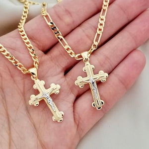 18k Gold Filled Cross Necklace: Christian Pendant Jewelry