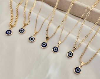 Collier mauvais œil Dainty en or 18 carats : bijoux de protection