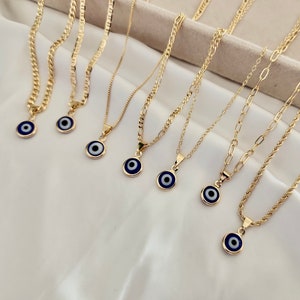 Dainty 18k Gold Filled Evil Eye Necklace: Protective Jewelry