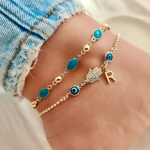 Gold Anklet for Women, (2) Custom Ankle Bracelets, Personalized Anklet Chain, Anklet, Birthday Gift, Girlfriend Gift