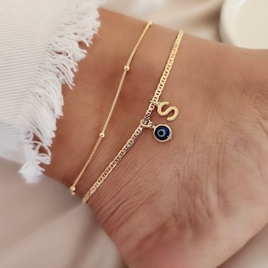 Dainty 18K Gold Filled Anklet: Personalized Initial Ankle Bracelet