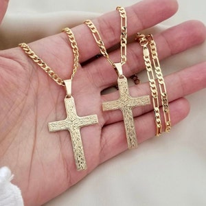 18K Cross Necklace, Men’s 18K Gold Cross Pendant, Waterproof 18k Gold Filled Cross, Gifts for Men, Gift For Boyfriend