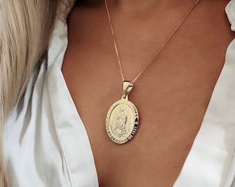 18k Gold gefüllte Jungfrau Maria Halskette: Religiöse Box-Kettenmedaille