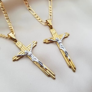 18k Gold Filled Cross Pendant Necklace: Hypoallergenic Dainty Chain