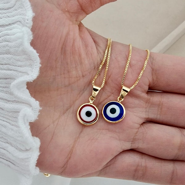 evil eye necklace/ 18K gold filled dainty necklace