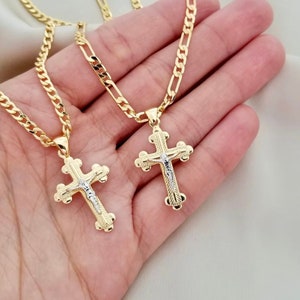 18k gouden kruisketting, gouden kruisketting, waterdichte ketting heren, gouden kruishanger christelijke sieraden, cadeau voor hem cadeau voor vriend