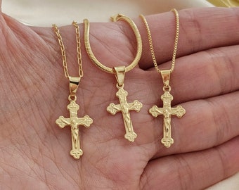 18k Gold Cross Necklace, Gold Cross Necklace, Tiny Cross Necklace, Dainty Necklace, Dainty Cross Necklace, Small Cross Necklace