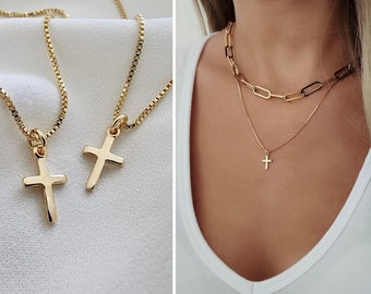 Cross Necklace / Tiny Cross Necklace / Mini Cross Necklace / 18k Gold Filled Cross / Dainty Cross Necklace / Gift For her / Small Cross