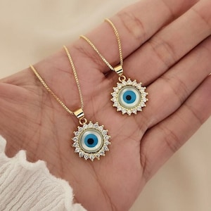 Gold evil eye necklace,  Inspired Greek necklace, non tarnish necklace, Protection necklace, Gifts for Her