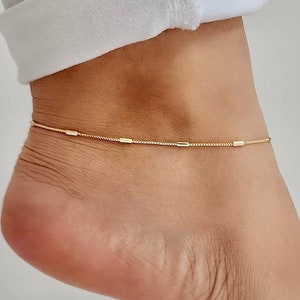 18k Gold Anklet, (10" length) Anklet With Chain, Gold Anklet, Gold Anklet Bracelet, Gold Ankle Bracelet, Dainty Gold Anklet, Anklets For Wom