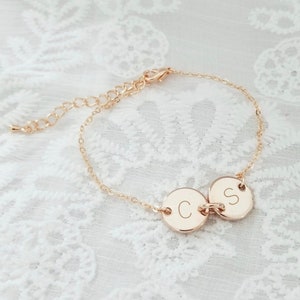 Best friend Bridesmaids Bracelet Gift, 14K Gold Plated, Personalized Initial Bracelet, flower girl Bracelet, Blush Wedding ON SALE