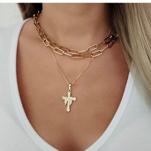 Gold Cross Necklace, 18K Gold Filled Cross, Gold cross, Dainty cross, gift for her, necklaces for women, girl cross