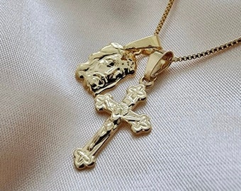 Tiny Cross Necklace: 18k Gold Filled Religious Pendant