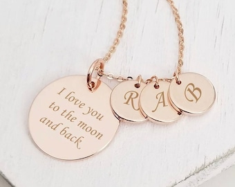 Custom Name Necklace for Mom Engraved Disc Mothers Day Jewelry Gift
