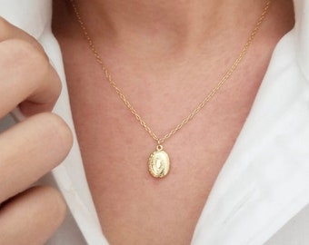 Tiny Gold Oval Locket Necklace