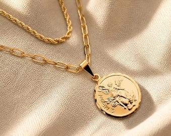 St. Michael 18k Gold Filled Halskette: Schutzengel-Anhänger