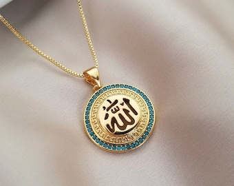 18k Gold Allah Necklace-Dainty Gold Allah Necklace- Islamic Art- Arabic Calligraphy Gift- Religious Necklace- Ayatul Kursi