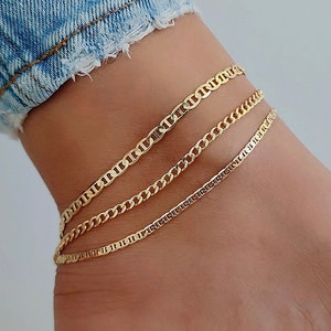 18k Gold Anklet, Anklet With Chain, Gold Anklet, Gold Anklet Bracelet, Gold Ankle Bracelet, Dainty Gold Anklet, Anklets For Women