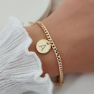 18K Gold Initial Bracelet, Custom Initial Bracelet, Personalized Jewelry, Letter Bracelet Gift for Mom, Mother’s Day Gift, Birthday Gift