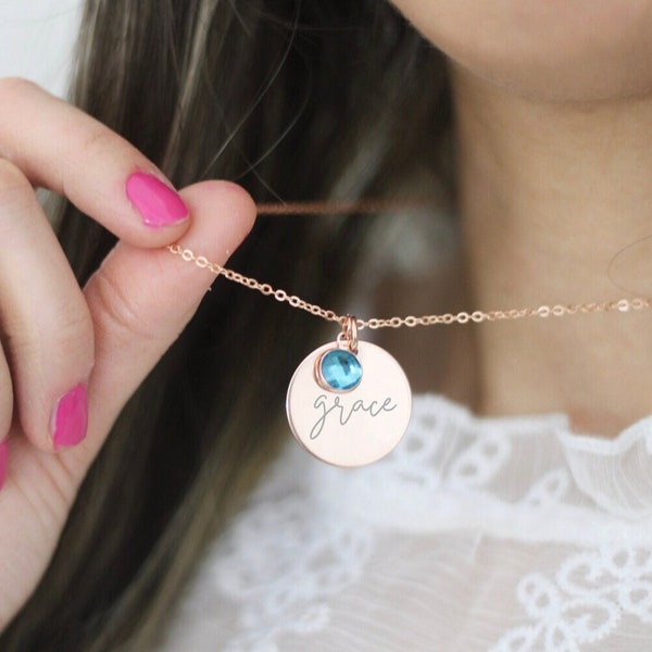 10th Birthday Necklace, Gift for Girl Turning 10, Personalized Name Necklace with Birthstone, Gift for 10 Year Old, Little Girl Gift
