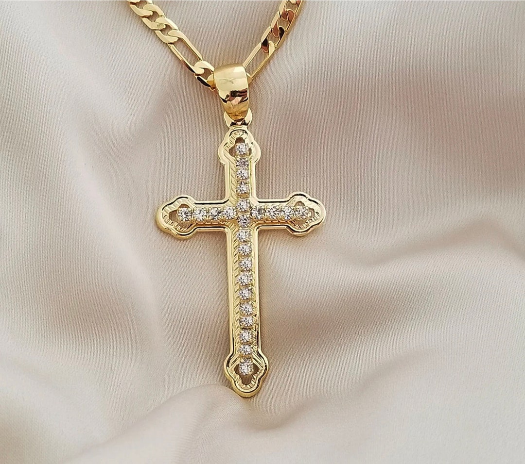 Gold Cross Necklace Men Gold Cross Necklace, Women Gold Cross Necklace, Unisex Jewelry Etsy