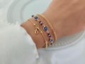3 piece Custom 18k Gold Filled bracelet Set, Initial Bracelet, Gold Layering Bracelet, Dainty Chain Bracelet, Evil Eye Bracelet Gift