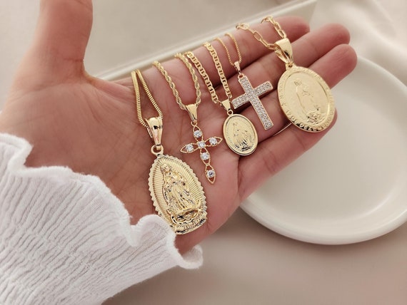 Dainty virgin mary necklace discount