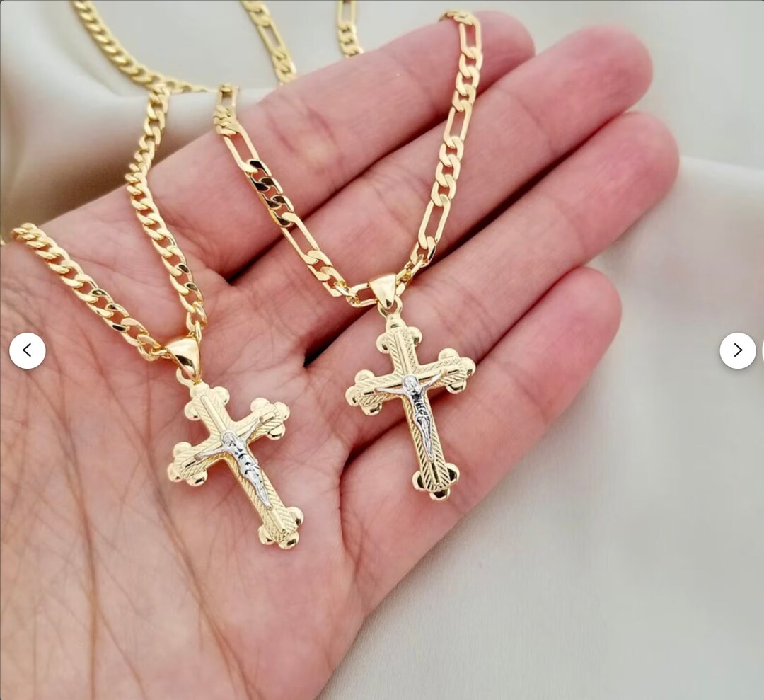18k Gold Filled Crucifix Necklace - Men's Religious Jewelry - Etsy
