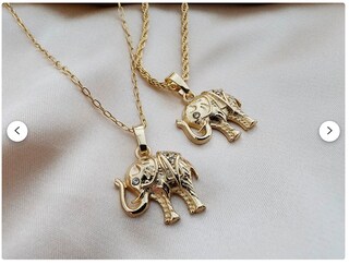 Collana Elefante NEWEI Per Donna – Placcato Oro 18k, Acciaio Inox, Ciondolo 41 Mm
