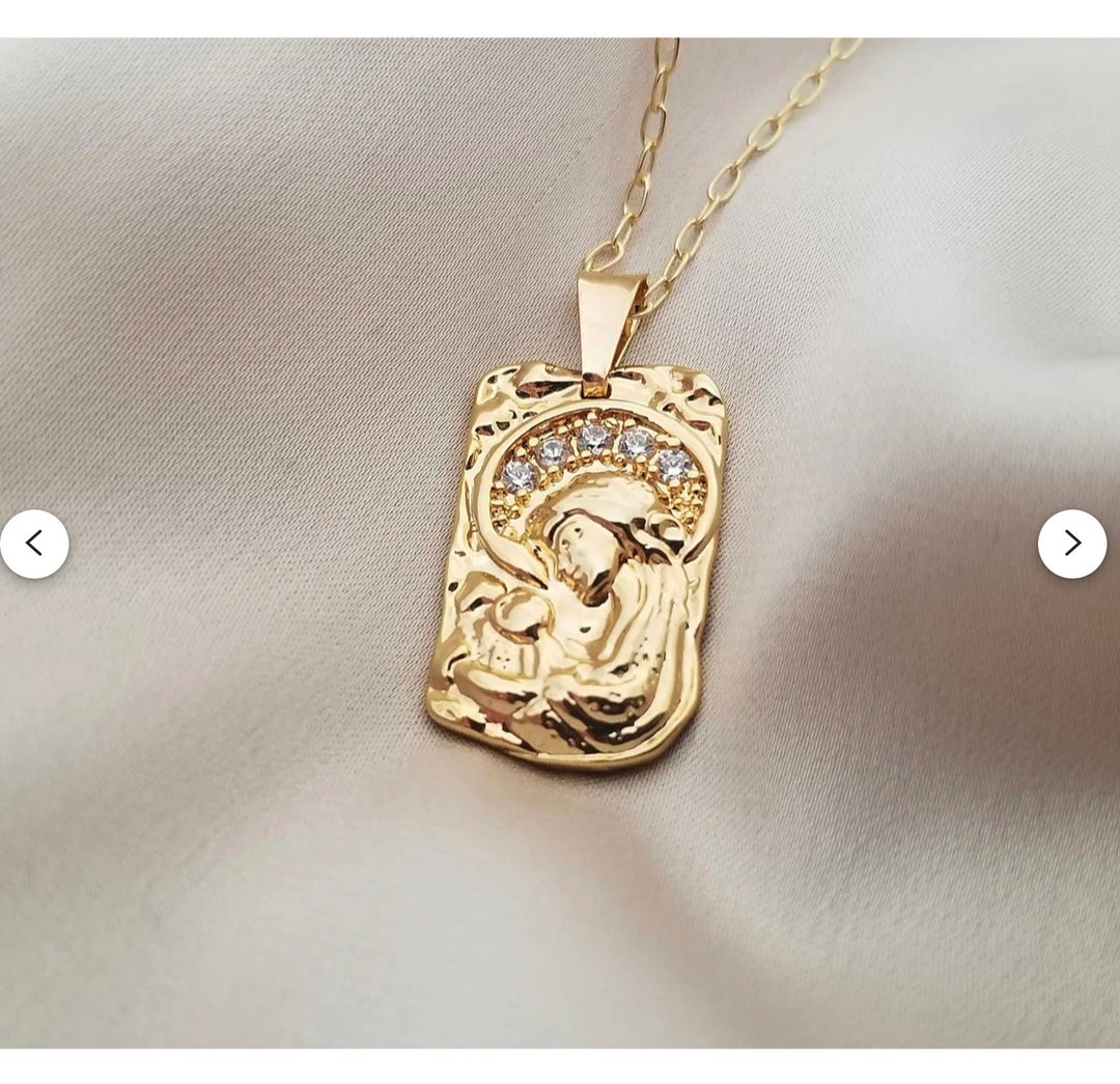 Virgin Mary Necklace in 18k Gold Filled - Etsy