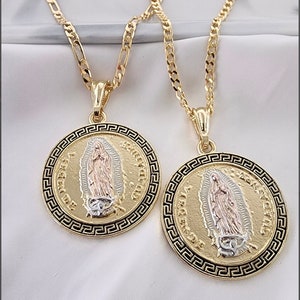 Gouden Maagd Maria-ketting, Guadalupe-ketting, 18k gold filled zwaar, hoge kwaliteit, levenslange vervangingsgarantie