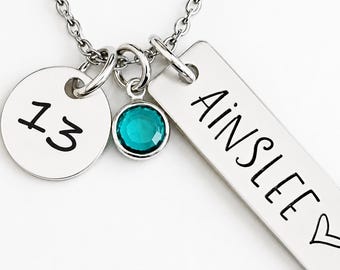 Collar para el 13.º cumpleaños: Regalo personalizado para adolescentes