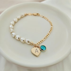 Personalized Heart Charm Bracelet: Engraved Name Pendant, Gold Plated