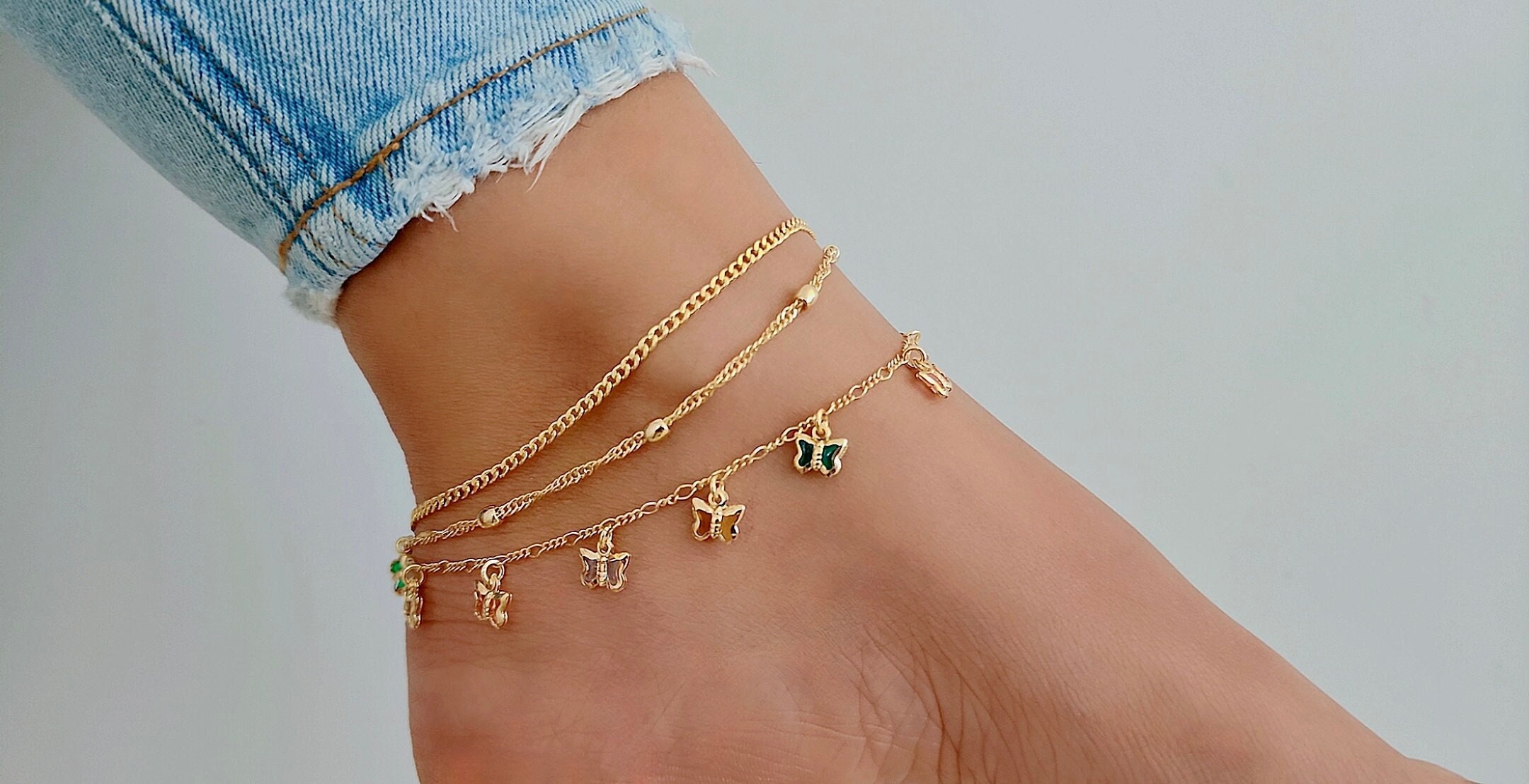 Rikelus 14K Gold Anklets for Women Real Gold, Flower Ankle Bracelet Ankle  Jewelry Birthday/Christmas Gift for Wife Girlfriend Her 8''+2