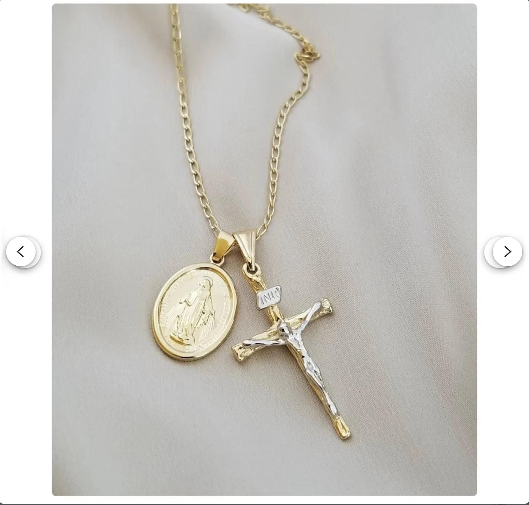 18k Gold Cross Mary Necklace, Cross Necklace, Christian Gifts, Minimalist Necklace, Baptism necklace, Christmas Gift, Women gift