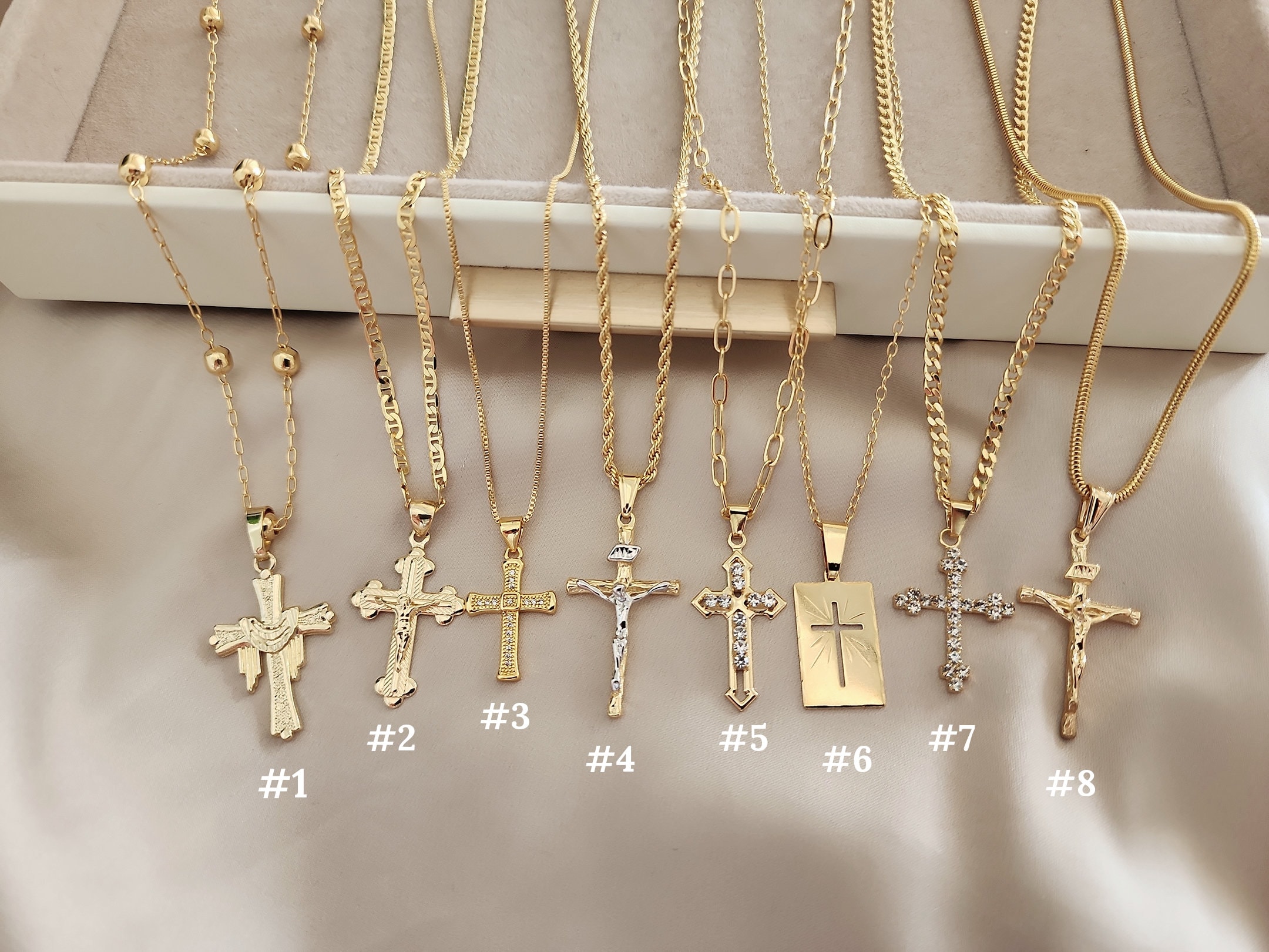 18k Gold Cross Necklace, Gold Cross Necklace, Men WATERPROOF Necklace, Gold Cross Pendant Christian Jewelry, Gift For Him Gift For Boyfriend