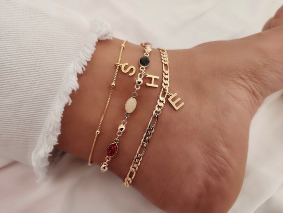 Letter charm anklet discount